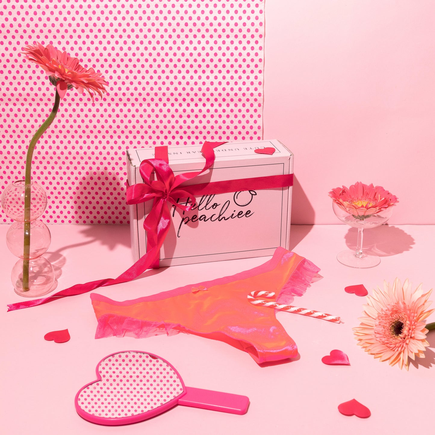 The Olivia - Pink Satin Frilled Thong