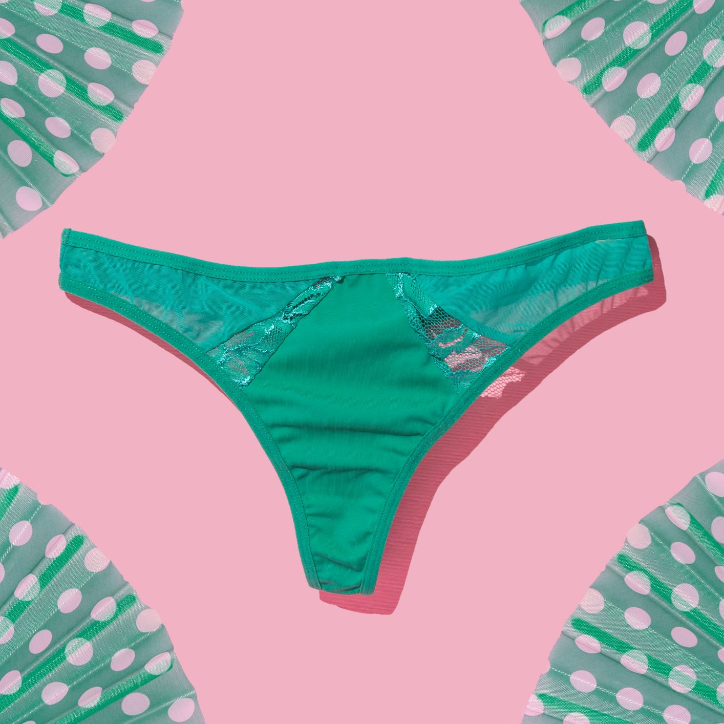 The Toph - Green Mesh Lace Thong