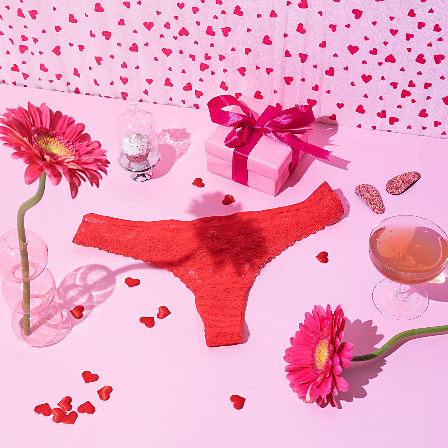 The Charlotte - Striped Red Mesh Thong