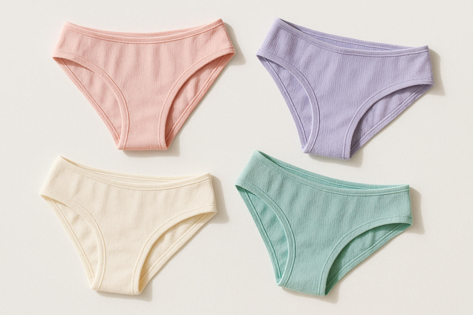 4 pairs of underwear in a cute flatlay