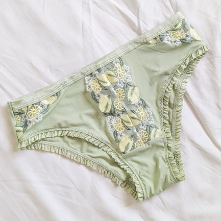 The Meringue - Green Embroidered Brief
