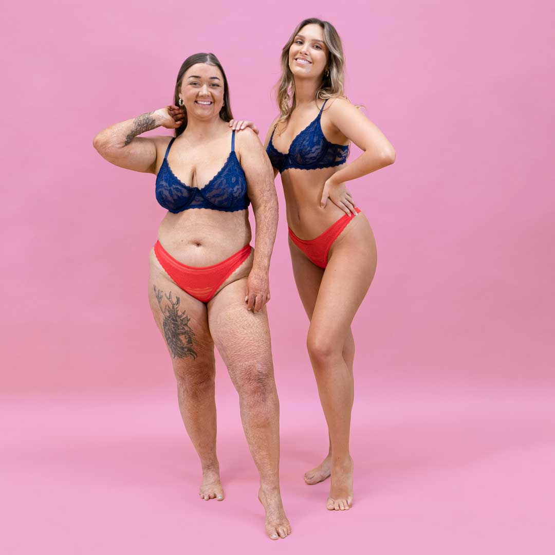 The Charlotte - Striped Red Mesh Thong