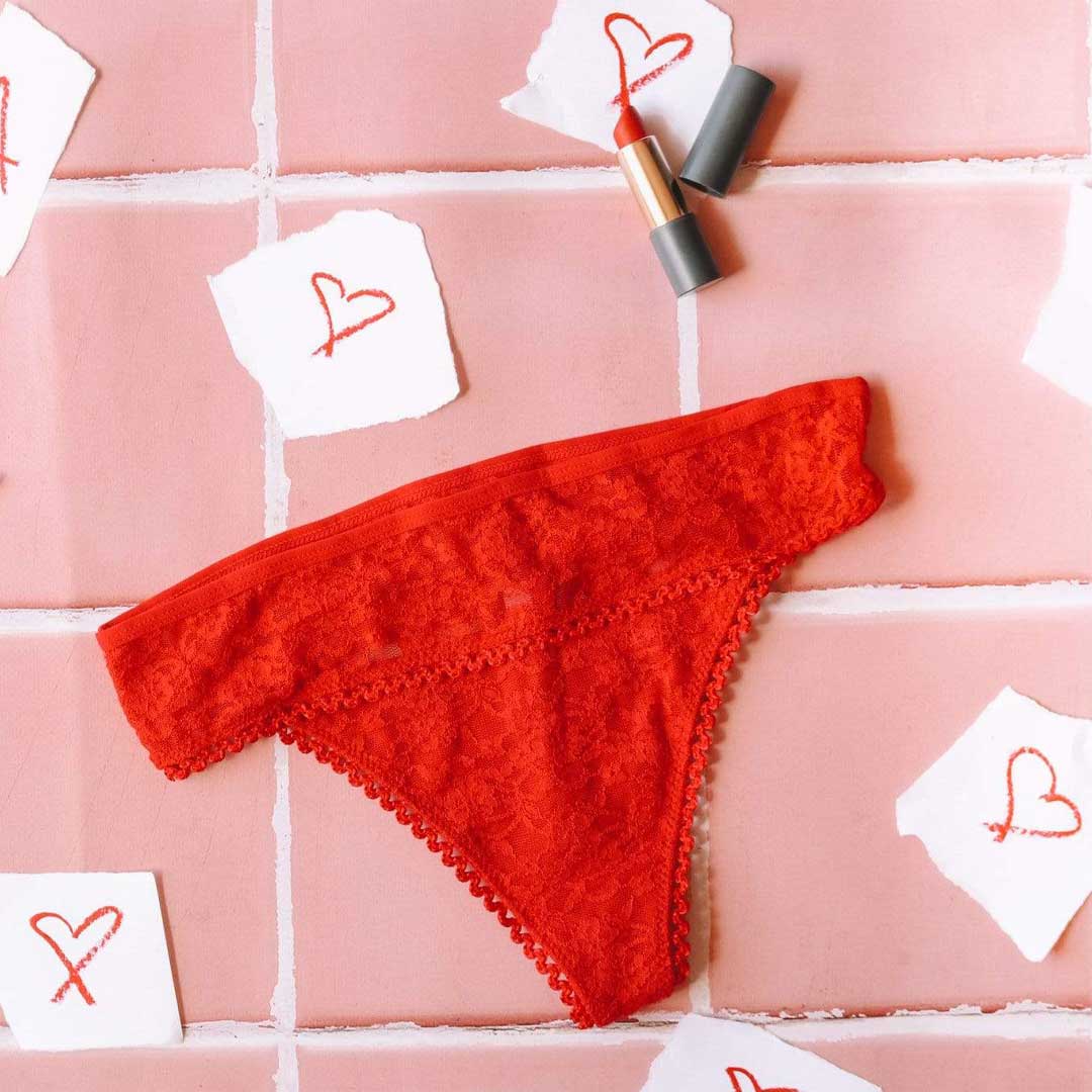 The Saint Valentine - Bright Red Lace Thong