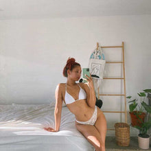 Load image into Gallery viewer, The Emma - White Heart Lace Thong

